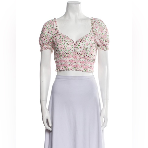 Alice+Olivia Floral Print Square Neckline Crop Top - Picture 3 of 9